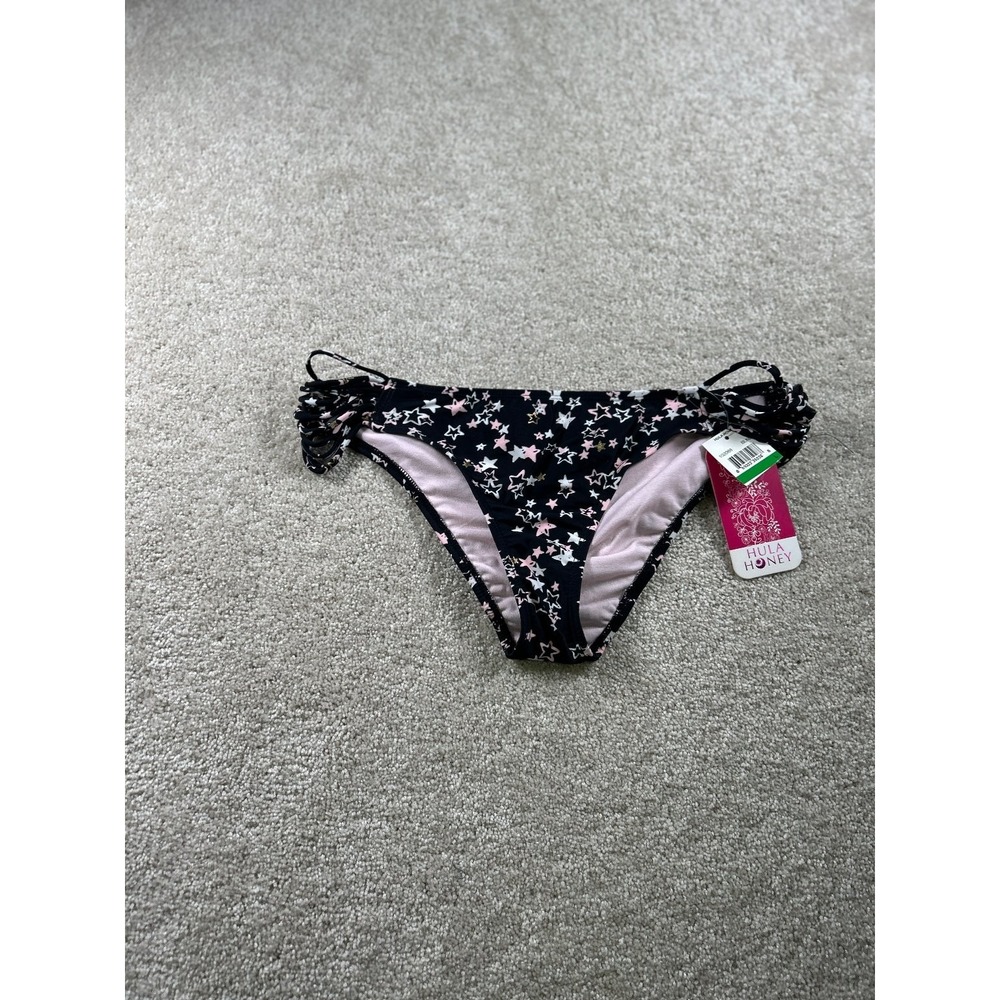 Hula Honey‎ Swimwear Women's Black L Star Print Bikini Bottom